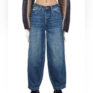 The Ragged Priest Baggy Goliath Blue Washed Denim Skater Style Low Rise Jeans